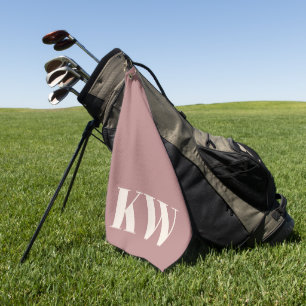 Serviette De Golf Monogramme Initiales Rose Poussiéreuse Moderne Per