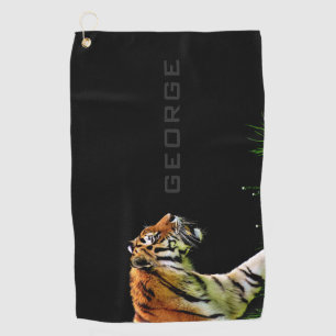 Serviette De Golf Monogramme. Le Tigre Solitaire.