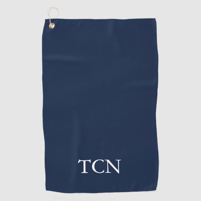 Serviette De Golf Monogramme Marine Bleu Blanc Classique Cadeau Golf (Devant)