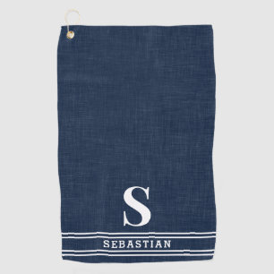 Serviette De Golf Monogramme Marine bleu et blanc moderne