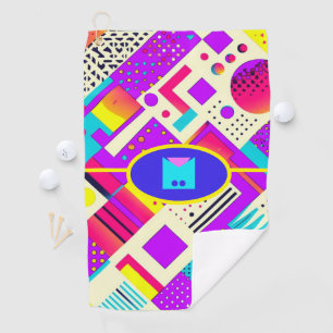 Serviette De Golf Monogramme Memphis géométrique rétro des années 80
