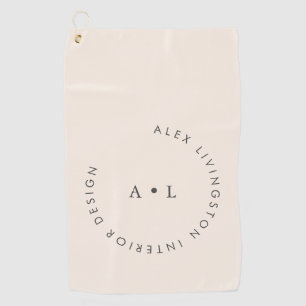 Serviette De Golf Monogramme minimaliste moderne de crème ivoire