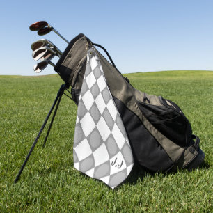 Serviette De Golf Monogramme moderne Gris et blanc Personnalisé magn