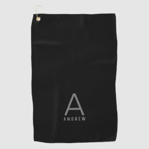 Serviette De Golf Monogramme moderne gris-noir personnalisé