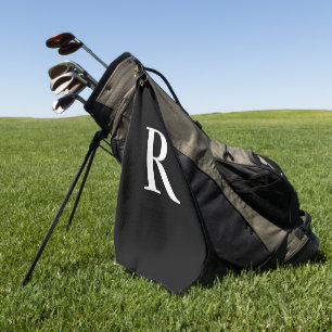Serviette De Golf Monogramme moderne noir et blanc