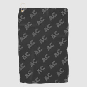 Serviette De Golf Monogramme moderne noir et gris