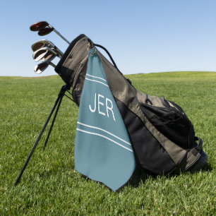 Serviette De Golf Monogramme moderne Turquoise Golfer Sports Pro