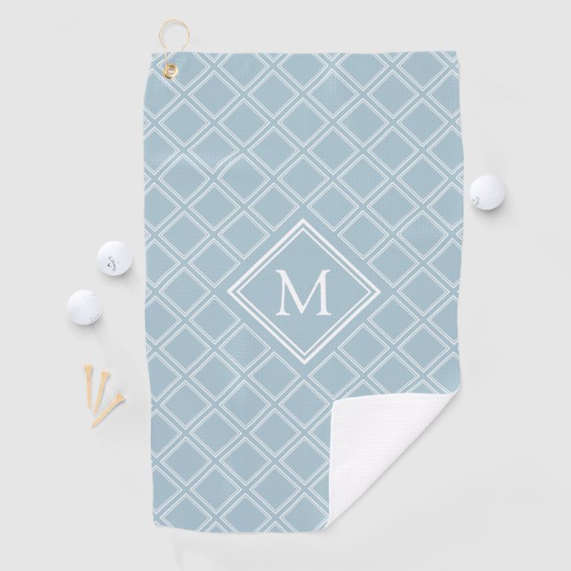 Serviette De Golf Monogramme Motif bleu et blanc classique (En situation)