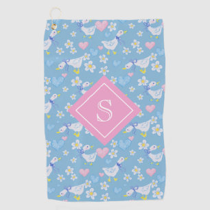 Serviette De Golf Monogramme Motif d'oies de pays vintage