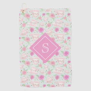 Serviette De Golf Monogramme Motif du Tea Party vintage