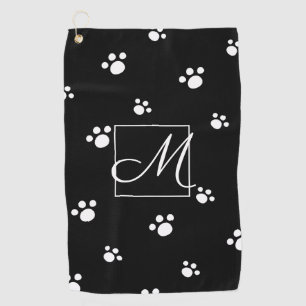 Serviette De Golf Monogramme Noir & blanc mignon Chien Chien Empre