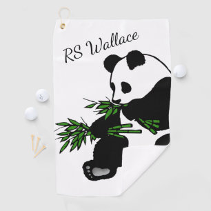 Serviette De Golf Monogramme ou nom du panda géant