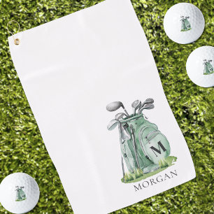 Serviette De Golf Monogramme Personnalisé de Golfeur Vert