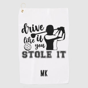 Serviette De Golf Monogramme personnalisé Funny noir blanc