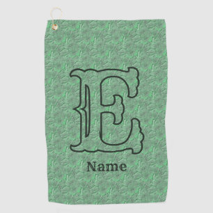 Serviette De Golf Monogramme personnalisé initial nom floral vert