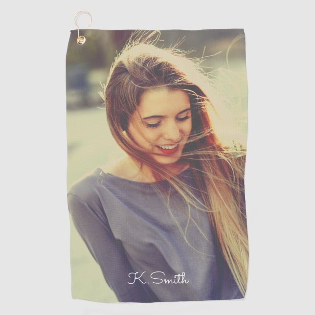 Serviette De Golf Monogramme photo personnalisée à l'aide du filtre  (Devant)