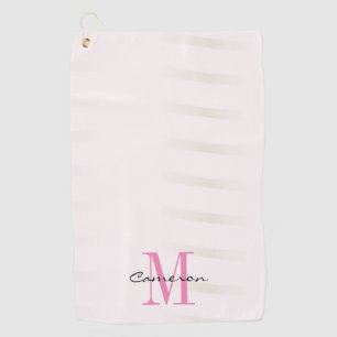 Serviette De Golf Monogramme rose initial et nom personnalisé