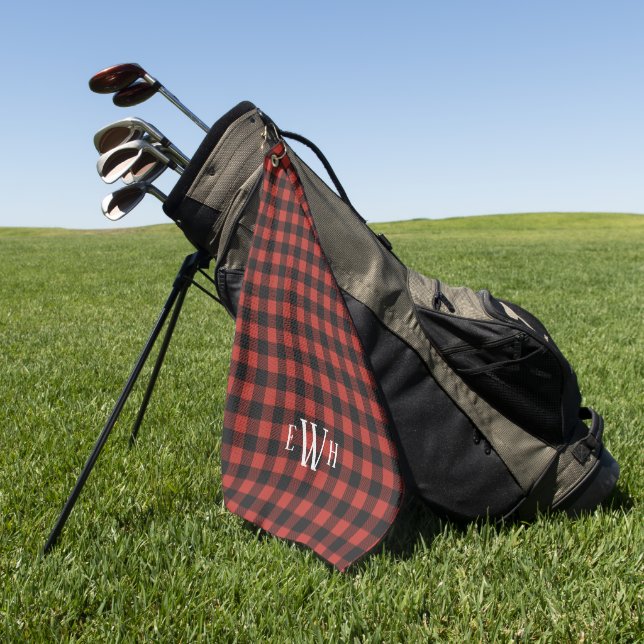 Serviette De Golf Monogramme rouge et noir (Vert)