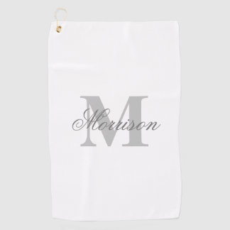 Serviette De Golf Monogramme scripté en nuances de gris