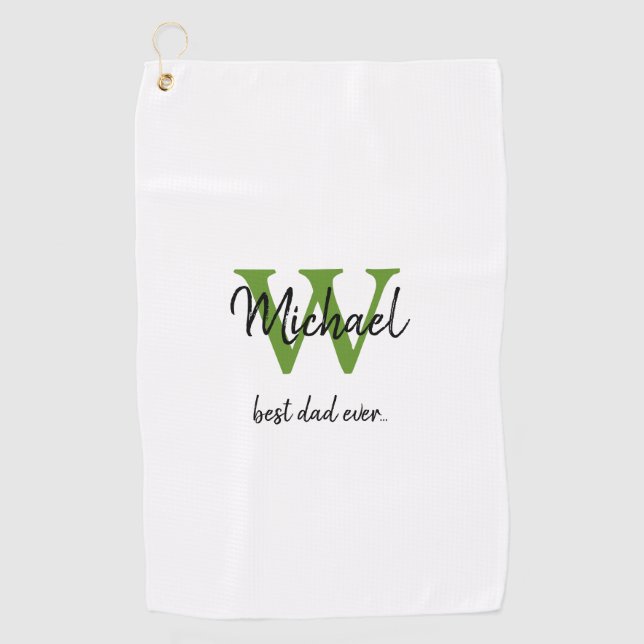 Serviette De Golf Monogramme simple Meilleur papa Jamais Prénom (Devant)