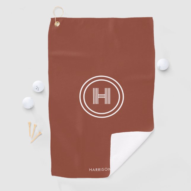 Serviette de golf | Monogramme simple moderne (En situation)