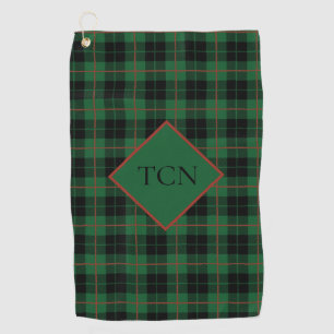 Serviette De Golf Monogramme Vert Noir Rouge Tartan écossais
