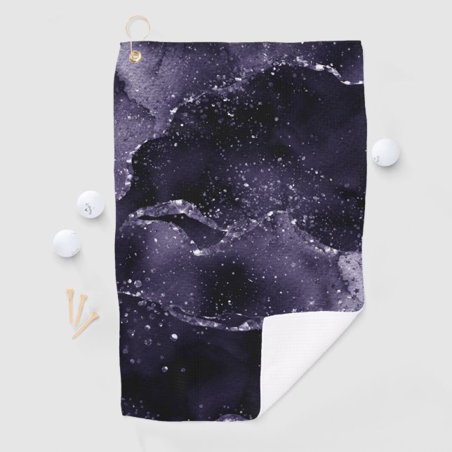 Serviette De Golf Moody Agate | Midnight Indigo Deep Purple Glam (En situation)