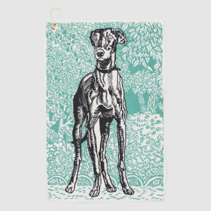 Serviette De Golf Moriz Jung Greyhound Vintage Art Fond Sarcelle