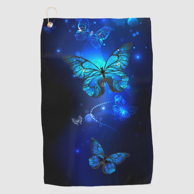 Serviette De Golf Morpho Butterfly in the Dark Background (Devant)