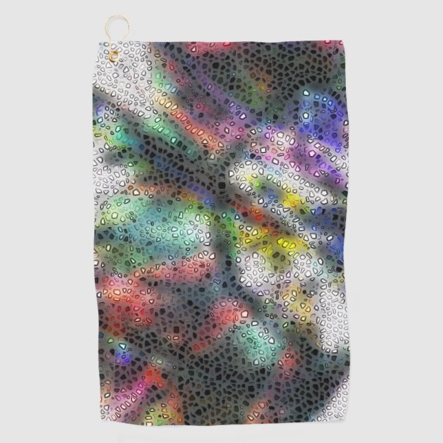 Serviette De Golf Mosaïque, éclats polies sur tachés couleur brille (Devant)
