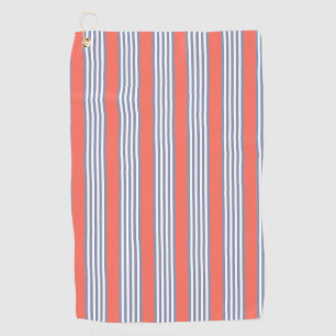 Serviette De Golf Motif à cinq bandes bleu-gris avec corail vivant
