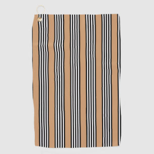 Serviette De Golf Motif à cinq bandes noir et blanc avec bronzage