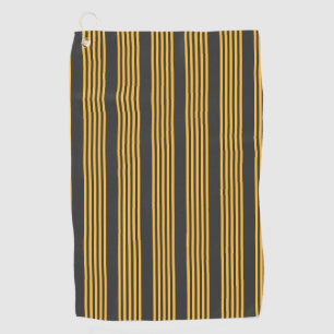 Serviette De Golf Motif à cinq bandes Sunny jaune et charbon de bois