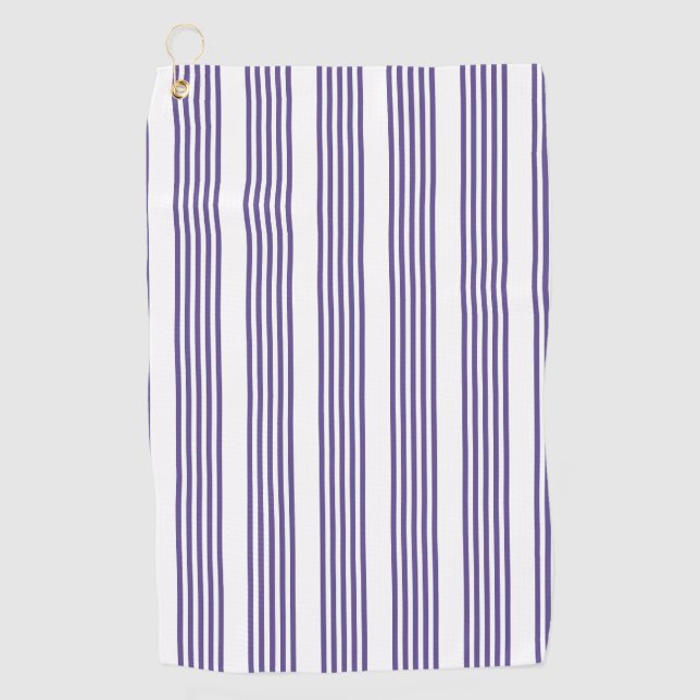 Serviette De Golf Motif à cinq bandes Ultra violet et blanc (Devant)