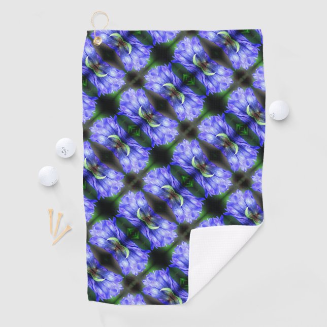 Serviette De Golf Motif Abstrait de la Fleur Gentienne Bleue (En situation)