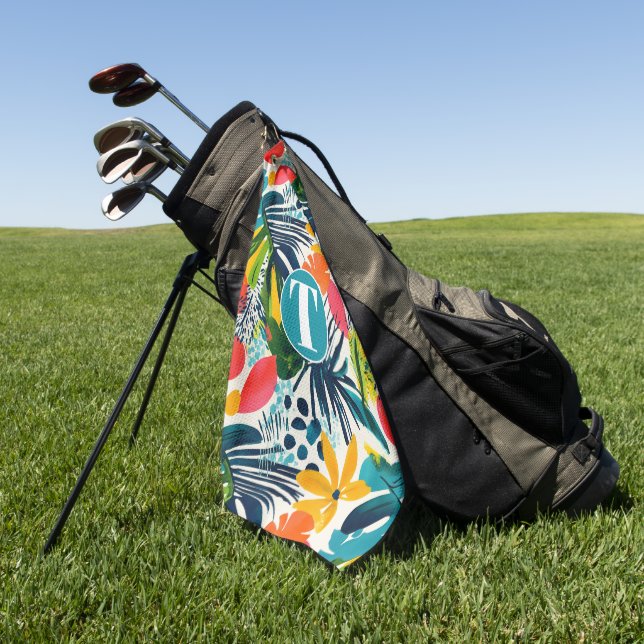 Serviette De Golf Motif Abstrait Tropical personnalisé (Vert)