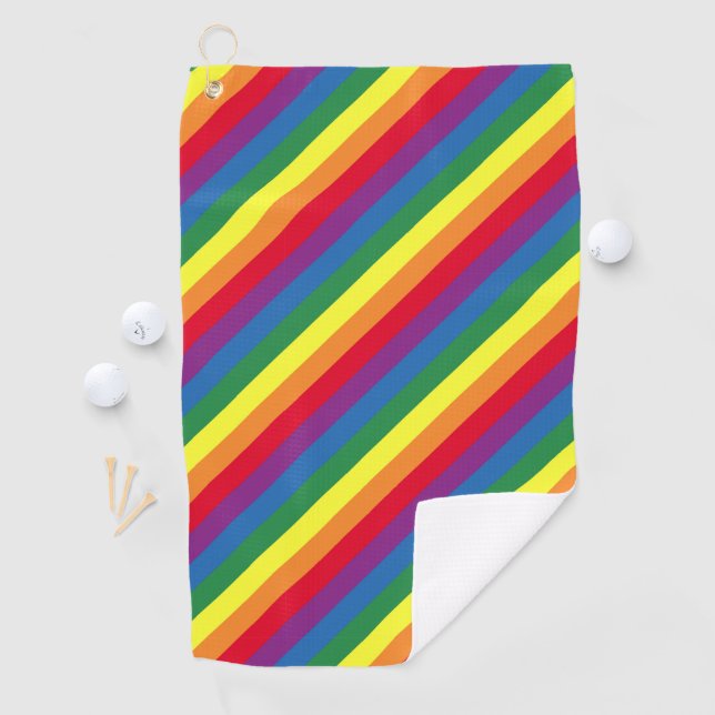 Serviette De Golf Motif arc-en-ciel diagonal (En situation)