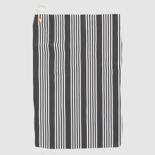Serviette De Golf Motif blanc et charbon de bois à cinq bandes
