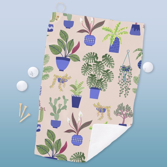 Serviette De Golf Motif Cactus rose (Cactus houseplant succulent cacti pattern golf towel)