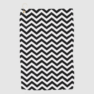 Serviette De Golf Motif Chevron noir et blanc