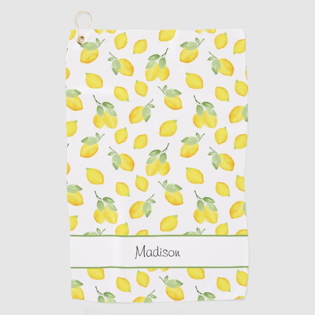 Serviette De Golf Motif citrons aquarelles (Devant)