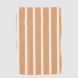 Serviette De Golf Motif couleur orange brun et beige cinq rayures