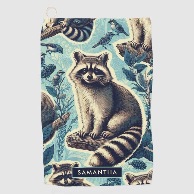 Serviette De Golf Motif Cute Racoon (Devant)