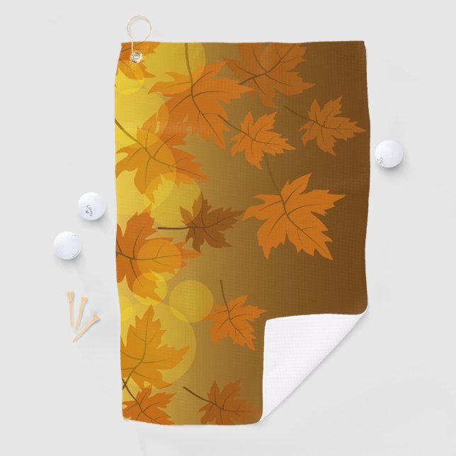 Serviette De Golf Motif d'automne avec feuilles d'érable en chute et (En situation)
