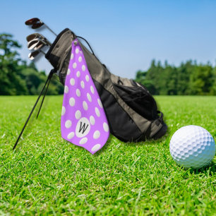 Serviette De Golf Motif de balle de golf Lilac Monogramme personnali