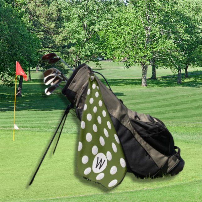 Serviette De Golf Motif de balle de golf vert Monogramme personnalis (Créateur téléchargé)