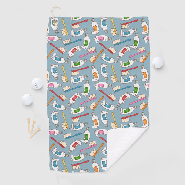 Serviette De Golf Motif de brosse à dents et de pâte dentifrice (En situation)