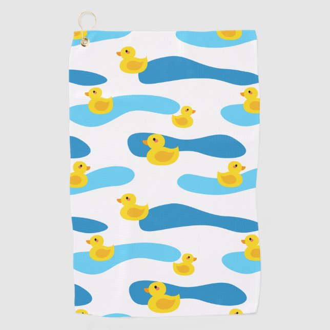 Serviette De Golf Motif de canard en caoutchouc jaune (Devant)