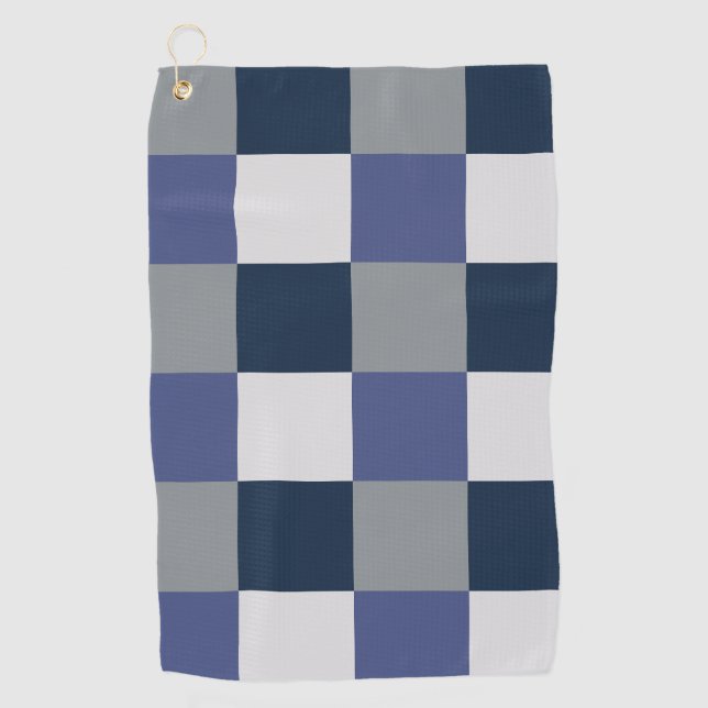 Serviette De Golf Motif de contrôle de tableau blanc gris bleu marin (Devant)