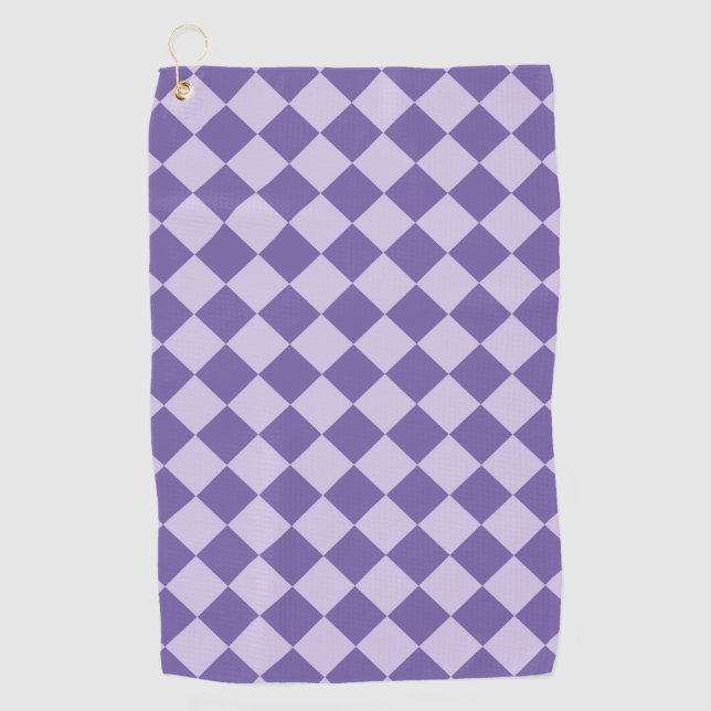 Serviette De Golf Motif de diamants de Checker Violet (Devant)